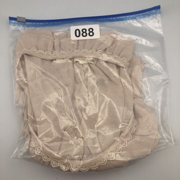 Mine Sheer Pullover Blouse Top Size S Scoop Neck Pearl Rosettes Beige - Picture 16 of 16